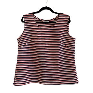 Vintage 1970s Sears Nautical Stripe Tank Top Red White Blue
