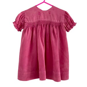 Hand Dyed Pink Vintage Baby Smock Dress with Stitched Detail