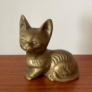 Vintage Warm Ton Metall Kleine Katze Kätzchen Briefbeschwerer Dekor