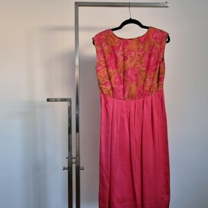 Handmade Vintage Dress UK 12 in Hot Pink Floral Pattern