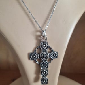 Vintage Necklace Crucifix Base Metal, Chain Sterling Silver