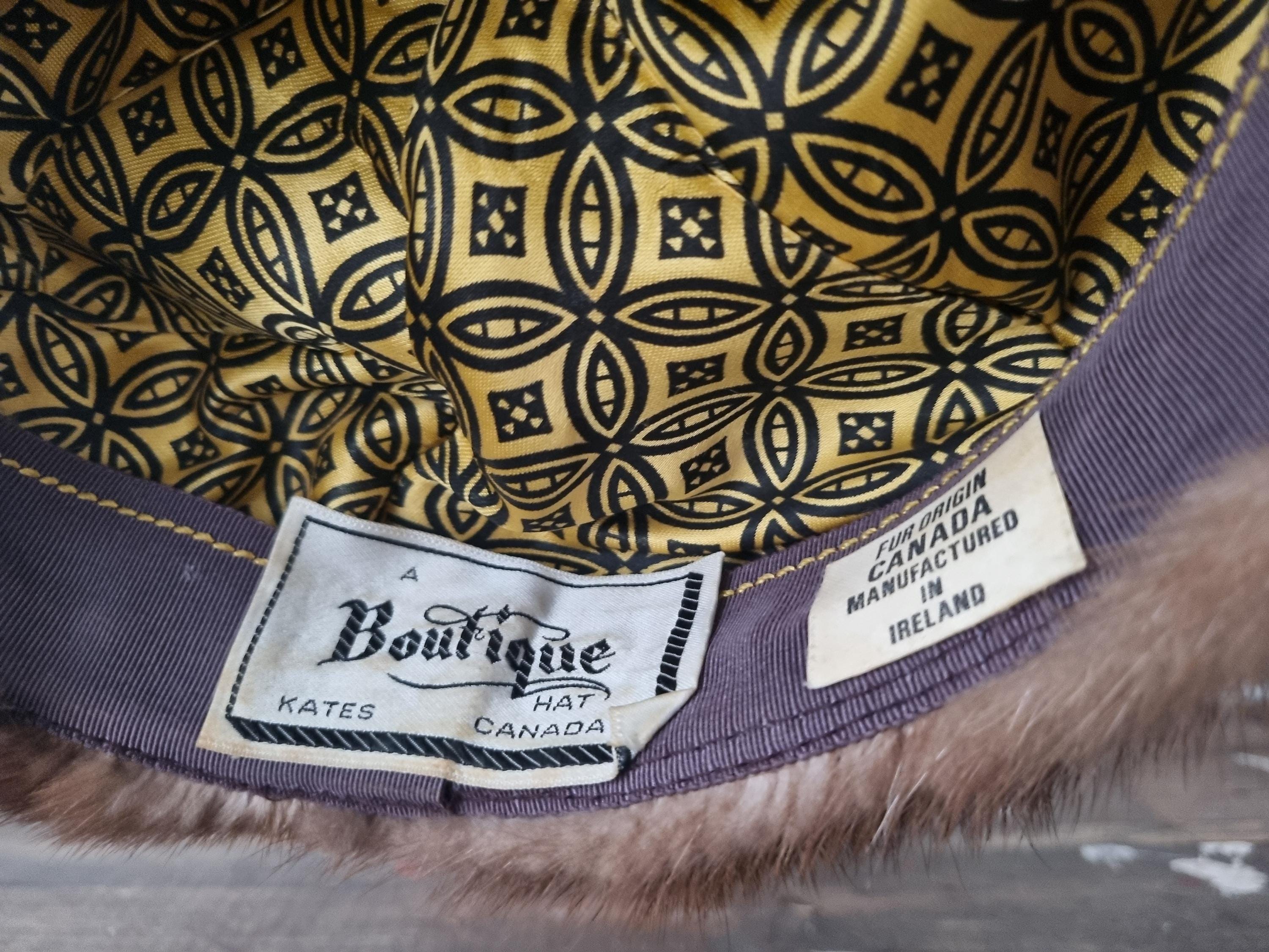 Vintage Kates Boutique Real Brown Fur Hat Made in Ireland - Etsy display picture 3