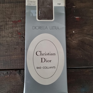 Collant Dior Vintage 15 denari Diorella Ultra trasparenti, color salvia/marrone grigio