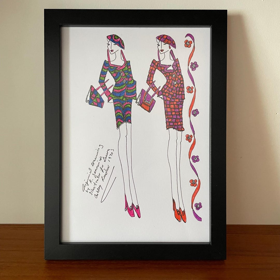 Original Art Laura Ashley Vintage 1970s Art Drawings by Roz Jennings ...