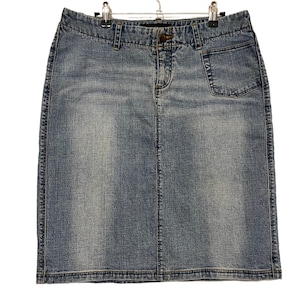 Denim Skirt Mid Length Express Jeans Straight Blue Size 10