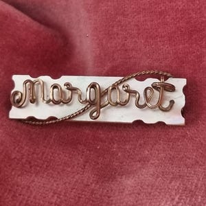 Vintage Brooch Margaret Name Gold Tone Imitation Shell