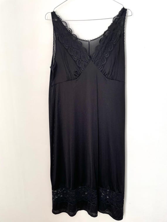 Vintage Midi Plunge Neck Lace Bust Black Slip Dress Elegance - Etsy