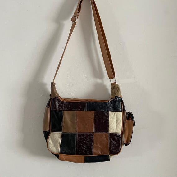 Buy Vintage Lorenz Accessories Leather Brown White and Black Y2K Patchwork Shoulder Handbag Online in India Etsy