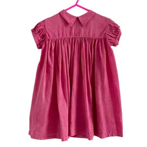 Vintage Hand Dyed Pink Baby Smock Dress With Floral Embroidery