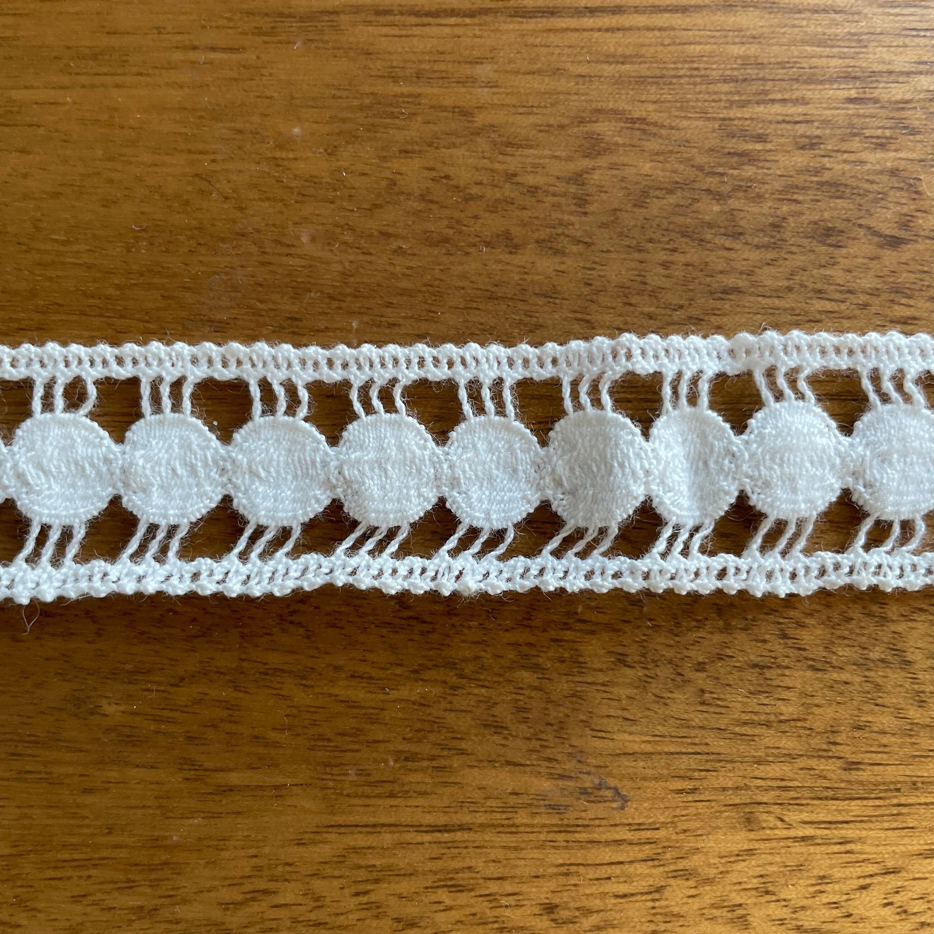 Vintage Antique White Cotton Double Edged Crochet Lace Trim Edging