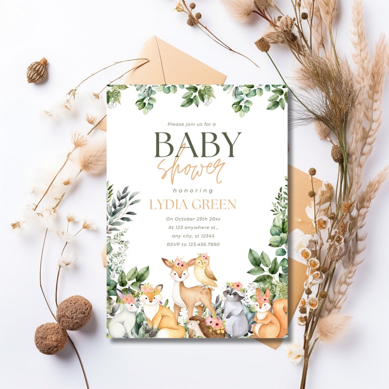 Baby Shower Invitation Template Woodland Baby Shower Invitation
