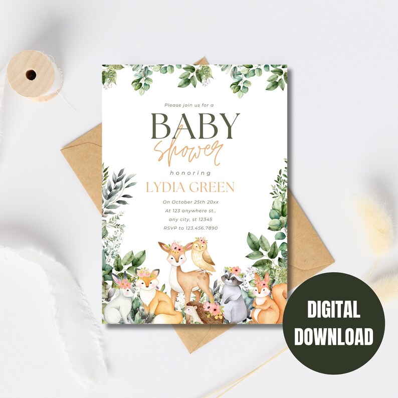Baby Shower Invitation Template Woodland Baby Shower Invitation