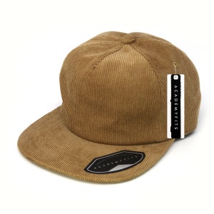 AcademyFits Corduroy Vintage Painter Hat Buckle Strapback Flat Visor #3115B