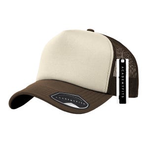 AcademyFits 5 Panel Foam Trucker Mesh Snapback Adjustable Snapback Curve Visor Baseball Cap #H2074