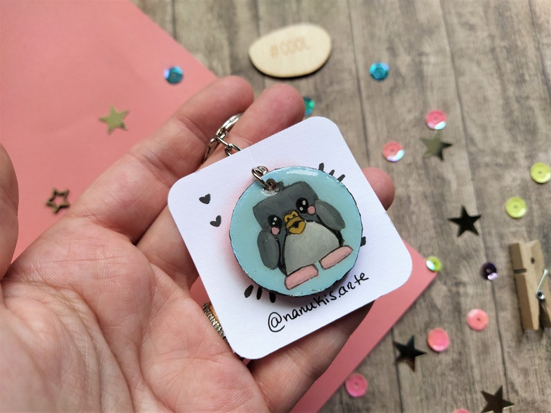 Azores Cory/'s shearwater keyrings wooden keychain acrylic painting handmade