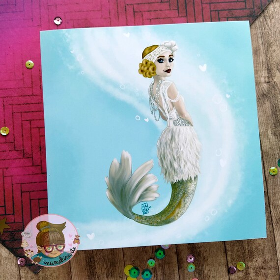 20's Mermaid Art Print May Mermaid Mermaids Wall Art Etsy
