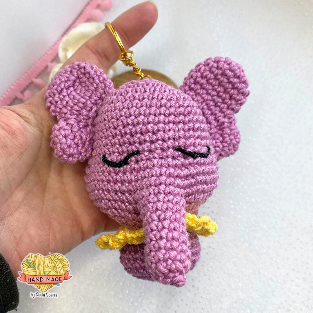 Elephant Keyring Elephant Amigurumi Crochet Purple and Etsy
