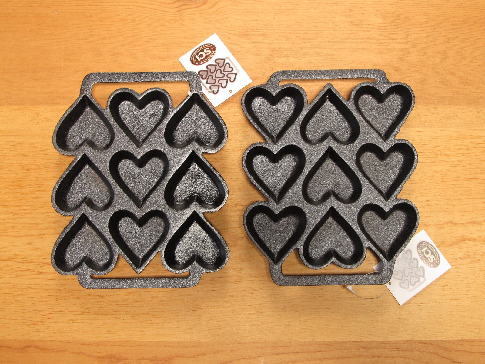 2 Great Cast Iron Heart Pans, the Pan of Hearts 