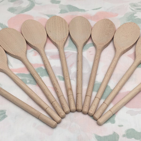 Bulk Pack of 10 Medium Wooden Spoons - 10" Beech