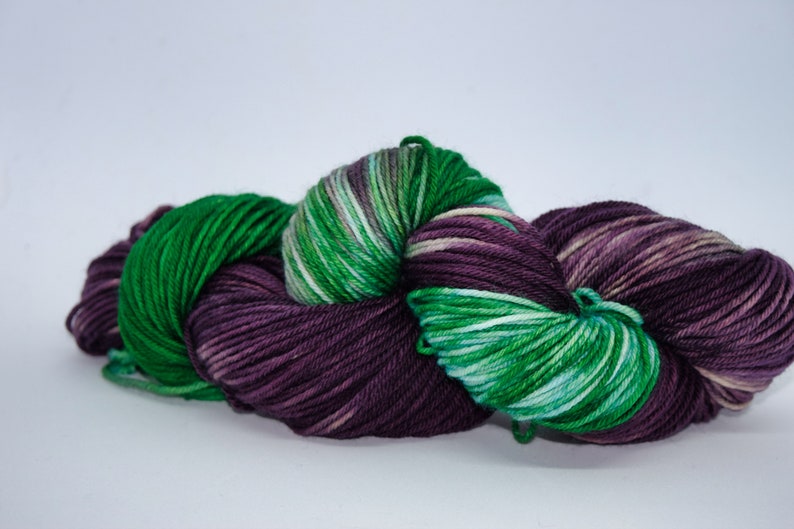 Purple and Green Hand Dyed Yarn
