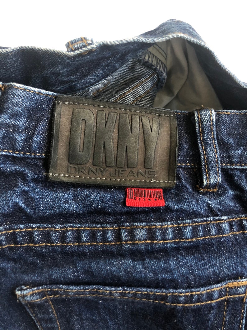 Vtg Y2K 00s 90s DKNY Low Rise Button Fly Biker Articulated Knee Dark Blue Jeans Hip Hop RnB Club Tommy Hilfiger Britney Paris Hilton