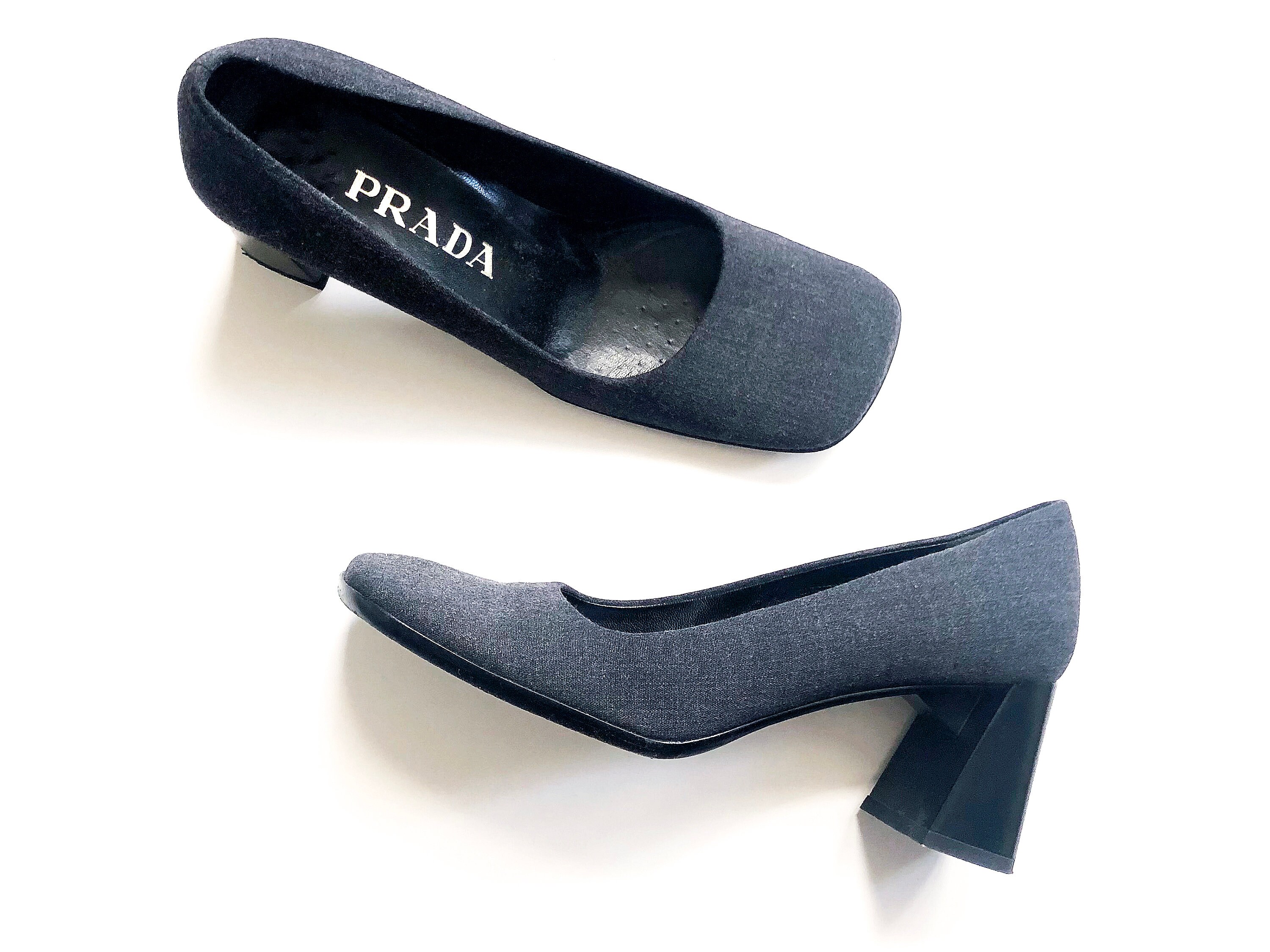 grey pumps block heel