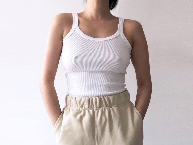 The Perfect White Ribbed Cotton Tank Top Classic Undershirt Etsy