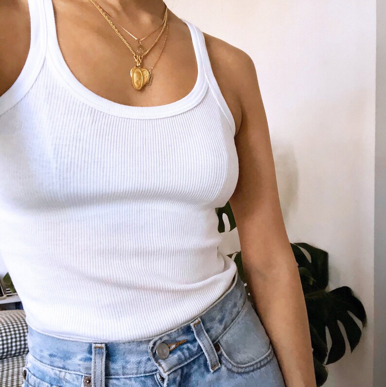 The Perfect White Ribbed Cotton Tank Top Classic Undershirt Etsy