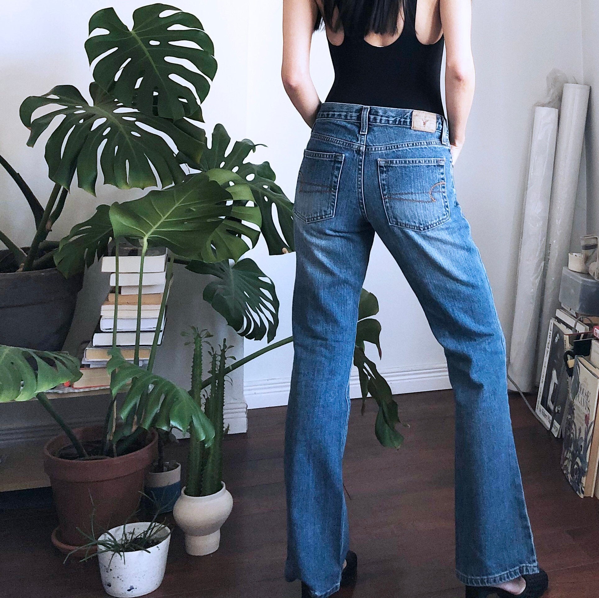 american eagle low rise flare jean