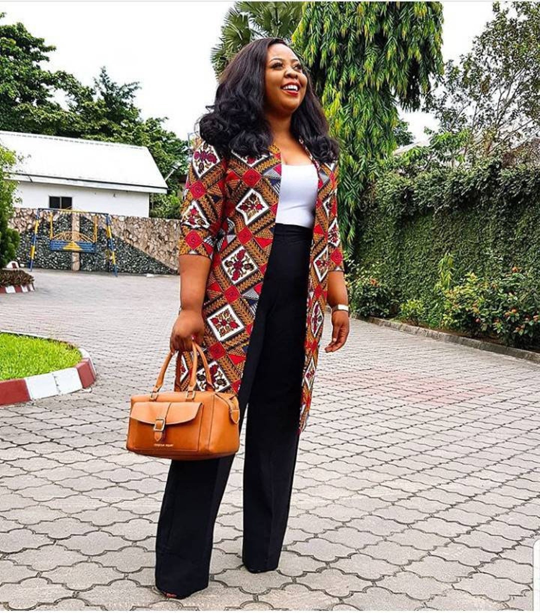 Nyota African Print Midi Kimono - Black / Blue main image 1
