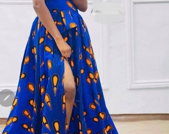 Blue African clothing for women, African dress, African maxi dress