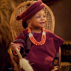 ASOOKE Outfits for Little Girls, African Attire for Kids, Asooke Iro and Buba with Autogele for girls, 1st and 2nd birthday African Outfit