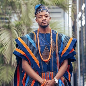 3 Piece Aso Oke Agbada Set for Men, African Traditional Wedding attire, Wedding Suit, Groom&#39;s Suit