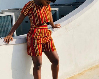 AFRICAN PRINT DRESS, Ankara Dress, Remi 2 pieces High Quality Cotton African Fabric Short Sleeve Dress, 1st Anniversary Gift