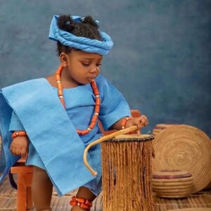 ASOOKE Outfits for Little Girls , African Attire for Kids, Asooke Iro and Buba with Autogele for girls, 1st and 2nd birthday African Outfit