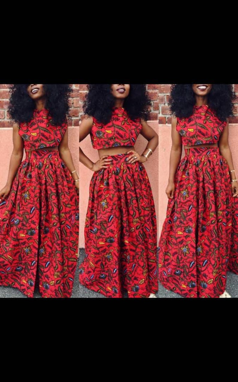 ankara maxi skirt and crop top