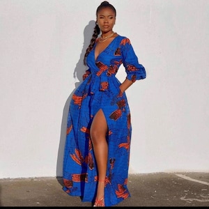 ANKARA MAXI DRESS, African Dress, Romantic Aduke Gorgeous Suitable Cotton African Print Maxi Dress For Women, Unique Gift