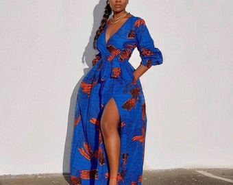 ANKARA MAXI DRESS, African Dress, Romantic Aduke Gorgeous Suitable Cotton African Print Maxi Dress For Women, Unique Gift