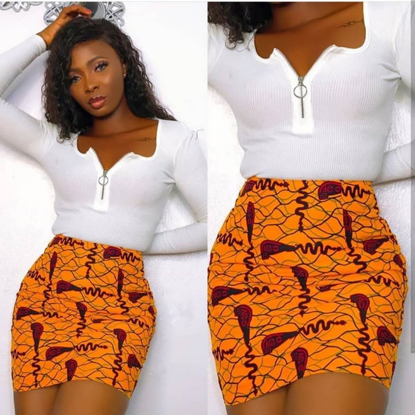 Pemi African print mini skirt / Ankara wax skirt / African print skirt for women / African clothing