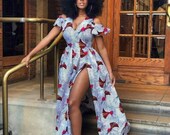 Lizzy African print dress, African clothing for women, African maxi dress