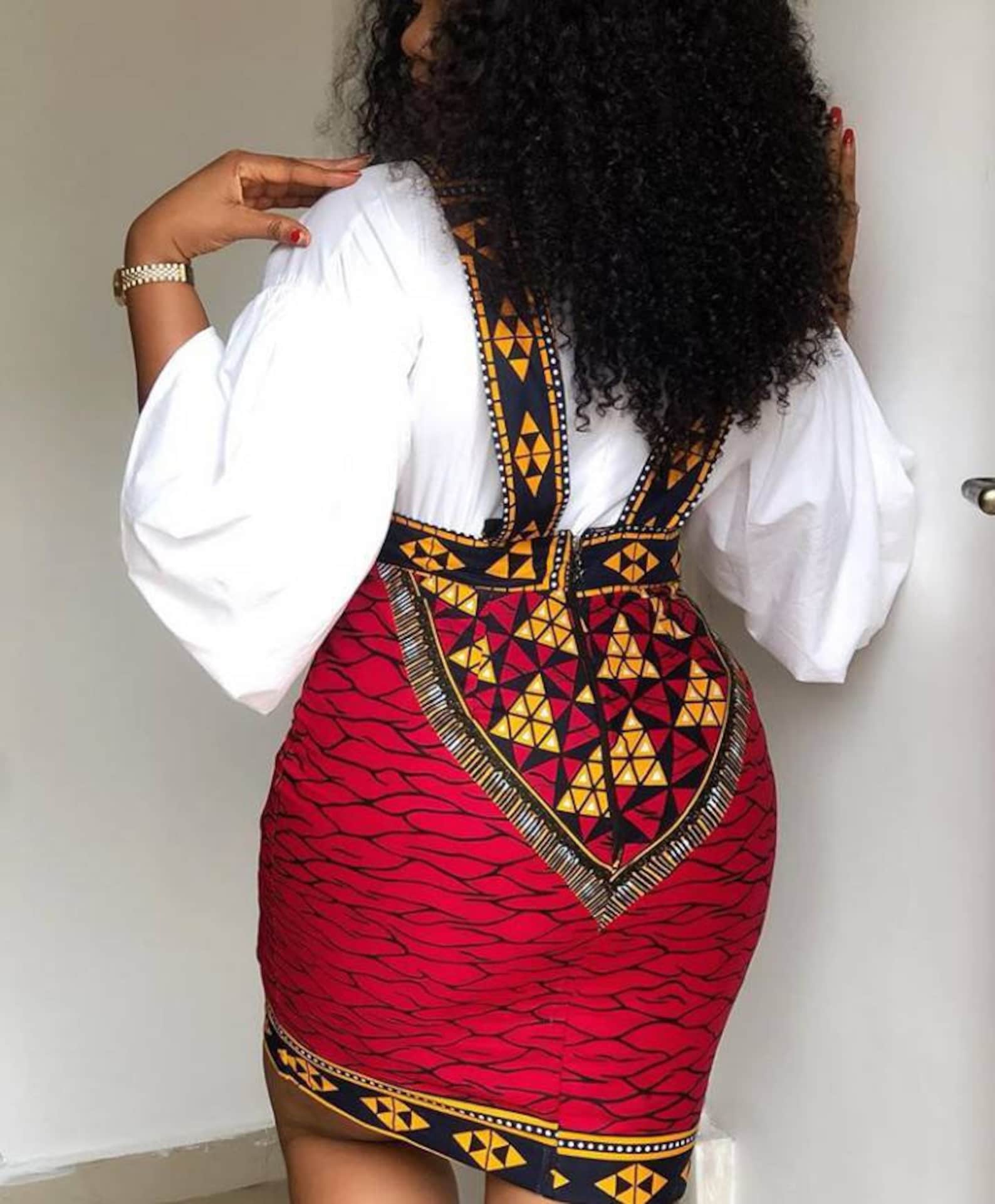 Peace African Print Pinafore Dress / African Wax Dress / Etsy