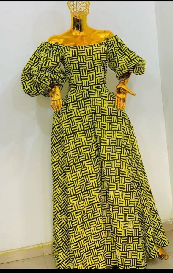 Ankara Maxi Dress, Off Shoulder Dress, Romantic Ella Gorgeous Suitable Cotton African Print Maxi Dress for Women, Unique Gift
