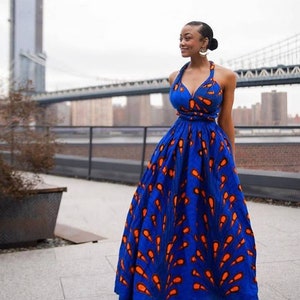 Moro African infinity wrap dress with matching headwrap // African prom dress