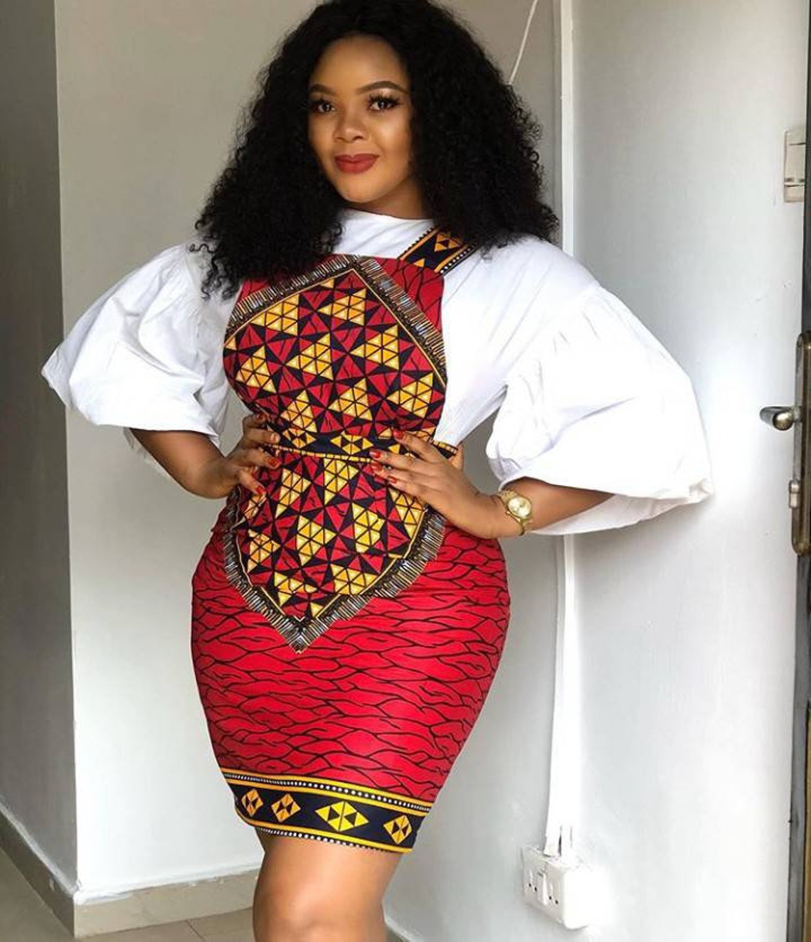 Peace African Print Pinafore Dress / African Wax Dress / Etsy