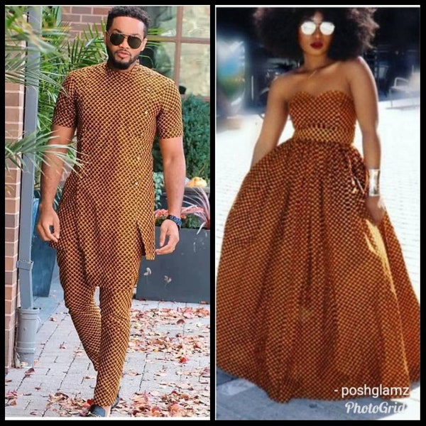 AFRICAN COUPLE SET, Matching Outfits For Couple , African Wedding Set, Men's Clothing, Couple Clothing
