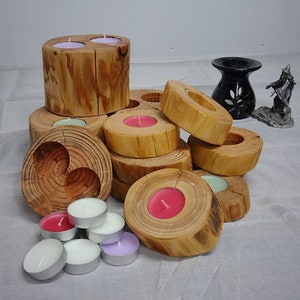 Rustic Wooden Log Ring Tea Light Holder/Decoration