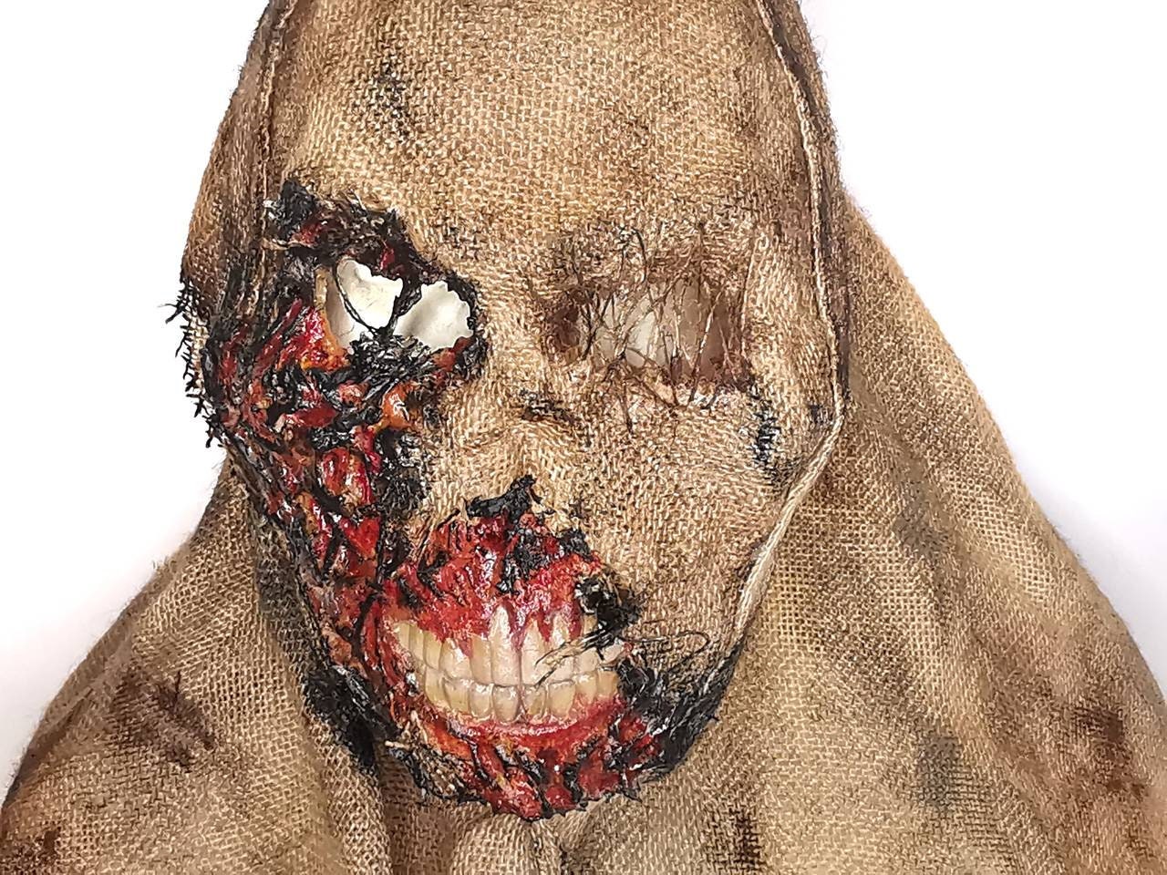 Burnt Burlap Scarecrow Mask: Gory Latex Halloween Costume - Etsy