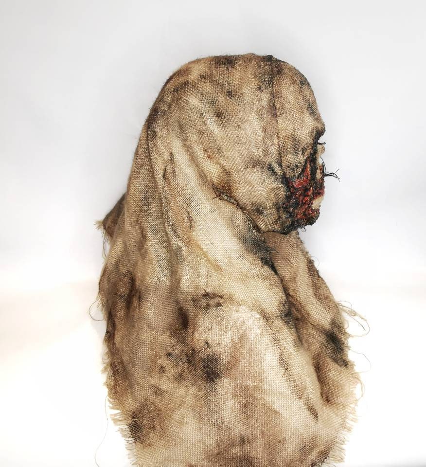 Burnt Burlap Scarecrow Mask: Gory Latex Halloween Costume - Etsy