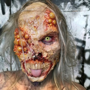 Handmade Latex Zombie Mask: Rotting Flesh, Pus-Filled Sores