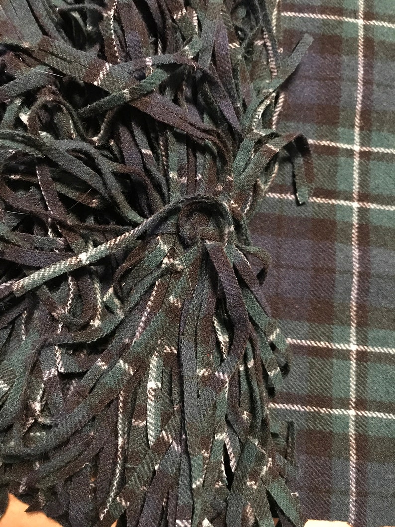 100 #6 cutter Pendleton plaid green navy 12\u201d wool rug hooking strips